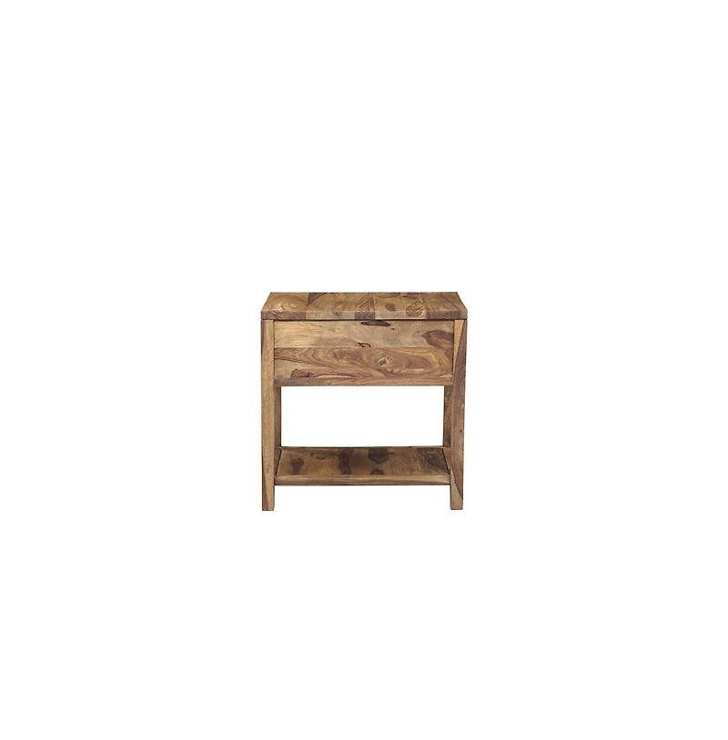 Porter Designs Urban Solid Sheesham Wood End Table, Natural