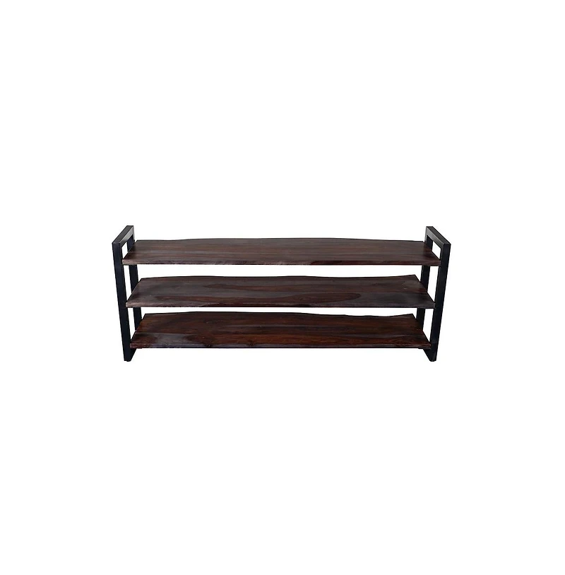 Porter Designs Manzanita Live Edge Solid Sheesham Wood Tv Stand, Gray