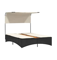 vidaXL Patio Double Sun Lounger Black Pe rattan Double