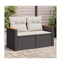 vidaXL Garden Sofa Black and Cream White