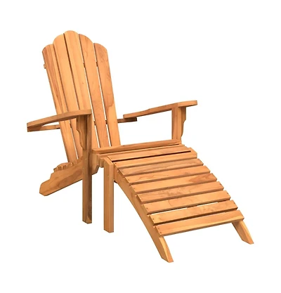 vidaXL Garden Adirondack Chair With Footrest Teak Solid teak wood Standard