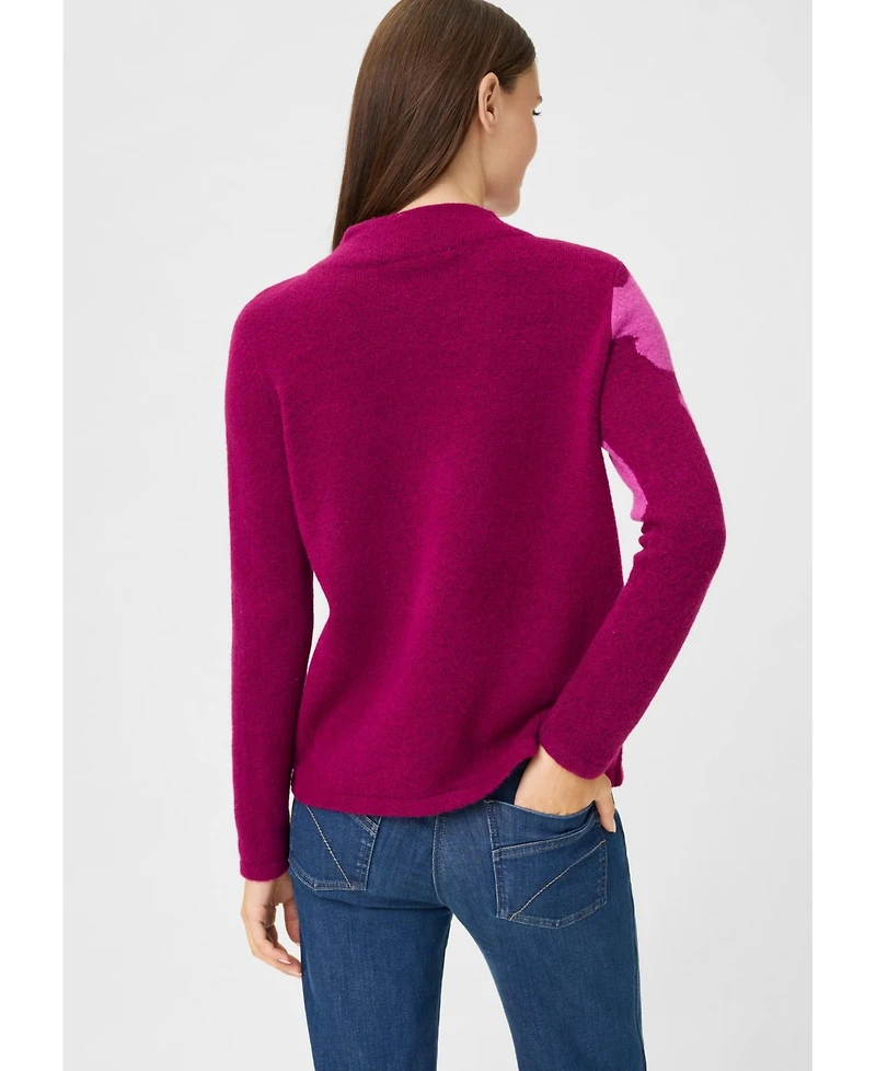 Olsen Floral Intarsia Mock Neck Sweater