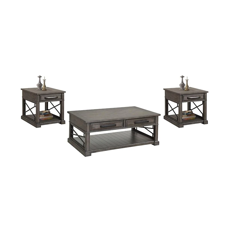 Parker House Furniture Sundance - Smokey Grey Cocktail Table with 2 End Tables