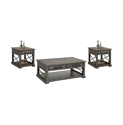 Parker House Furniture Sundance - Smokey Grey Cocktail Table with 2 End Tables