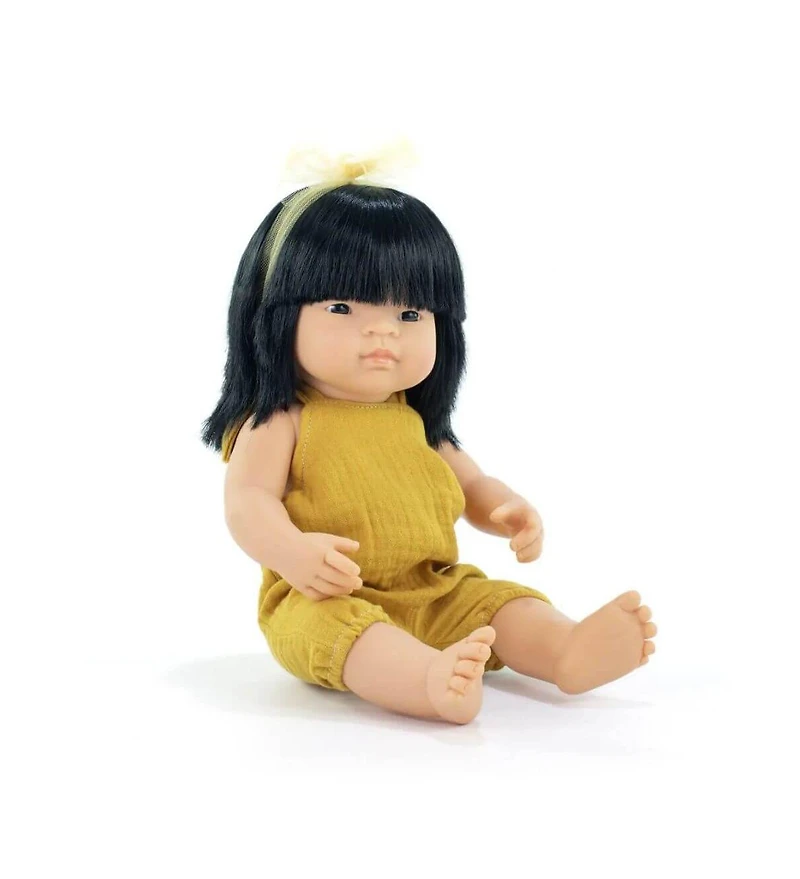 Miniland My Friends and Me Collection Asian Baby Girl Doll with Black Hair