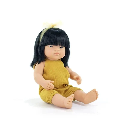 Miniland My Friends and Me Collection Asian Baby Girl Doll with Black Hair