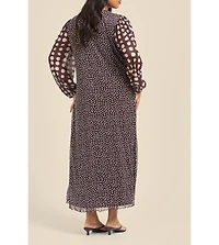 Fashion-szn Curve Women's Polka Dot Mesh Midi Dress