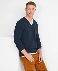 Lands' End Big & Tall Long Sleeve Washable Merino Wool V Neck Sweater