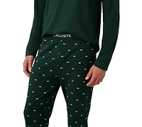 Lacoste Men's 2-Piece Jersey Crewneck Top and Pants Pajama Set
