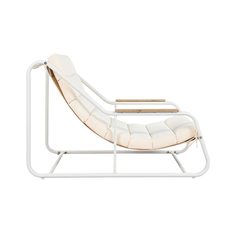 Chic Crate Outdoor Chaise Lounge Chairs Set of 3 with Acacia Side Table, Patio Pool Loungers for Lawn & Deck