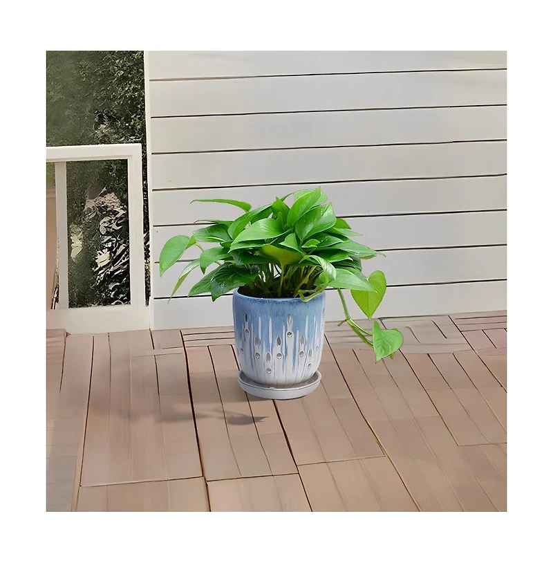 Chic Crate Modern Striped Ceramic Planter Set of 2