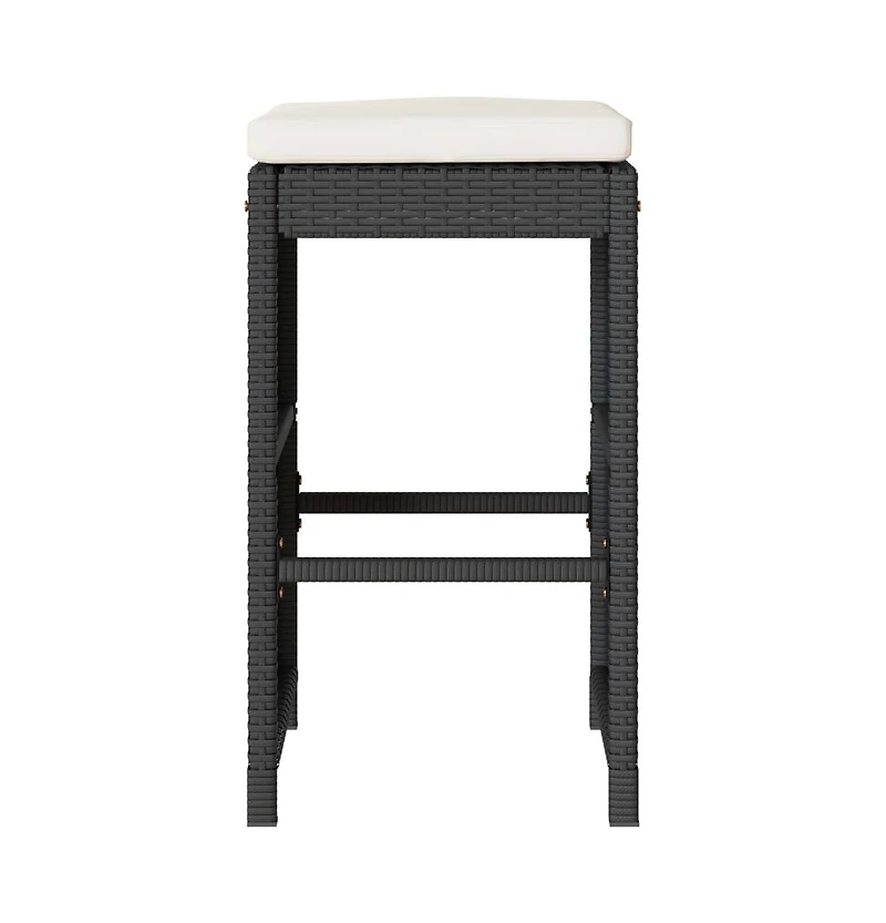 Garden Bar Stool Set of 6 Black, Cream Pe Rattan Compact