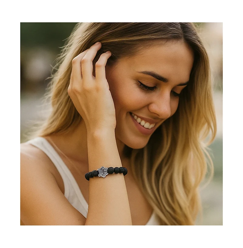PawZee Ebony Paw Print Charm Bracelet