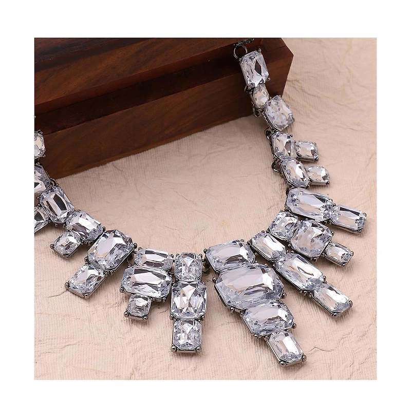 Sohi Women's Blue Crystal Statement Necklace