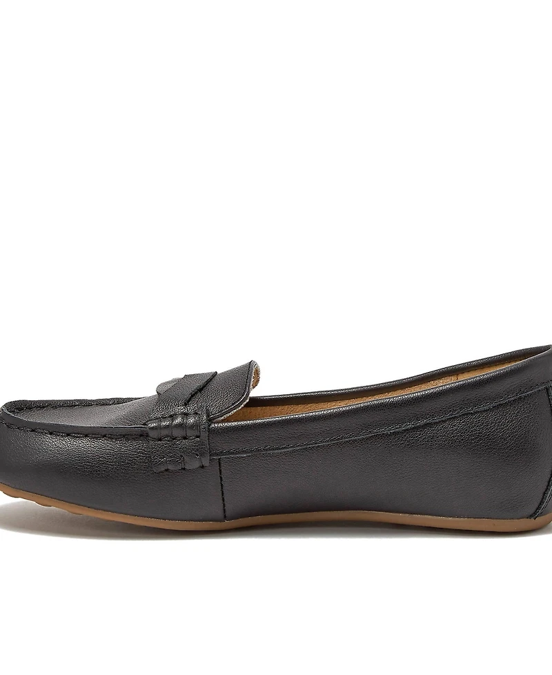 Lands' End Women's Wide Width Comfort Suede Leather Slip On Loafer Shoes