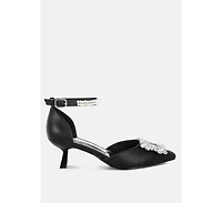 London Rag Onkana Diamante Brooch Kitten Heel Sandals Women
