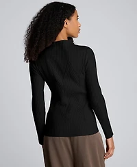 Kenneth Cole Women's Large Chevron Stitch Long-Sleeve Sweater