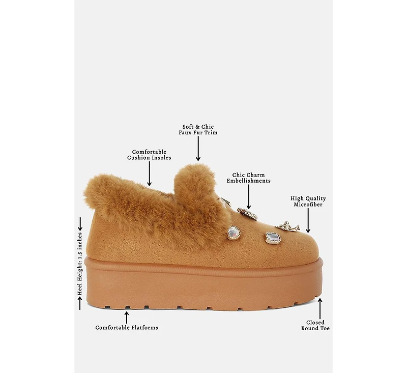 London Rag Zeta Charm Detail Slip On Snow Boots Women
