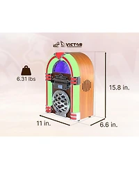 Victor Broadway Desktop Bluetooth Led Jukebox Speaker with Cd Player and Fm Radio - Mahagony