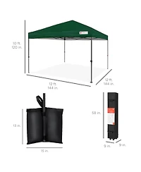 Best Choice Products 12x12ft Easy Setup Pop Up Canopy w/ 1-Button Setup, Wheeled Case, 4 Weight Bags