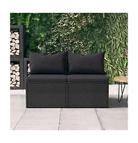Garden Middle Sofa Black Poly Rattan Medium Modular