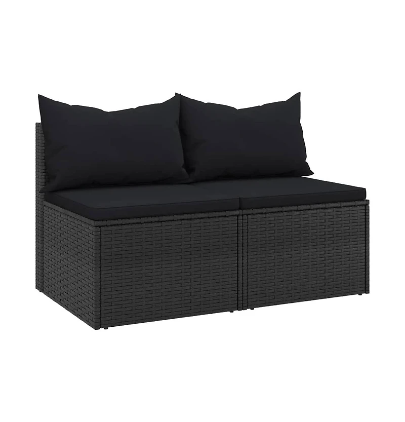 Garden Middle Sofa Black Poly Rattan Medium Modular