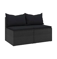 Garden Middle Sofa Black Poly Rattan Medium Modular