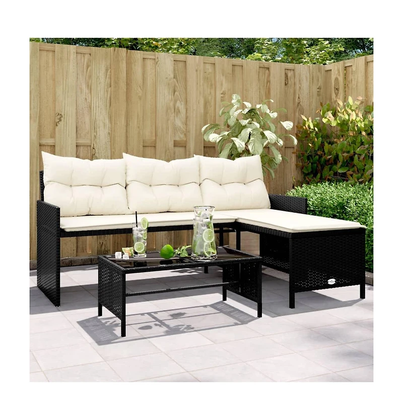 vidaXL Garden Sofa Black, Cream White