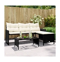vidaXL Garden Sofa Black, Cream White