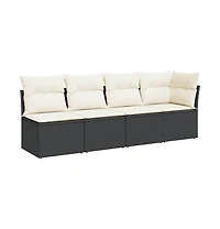 Garden Sofa Black, Cream White