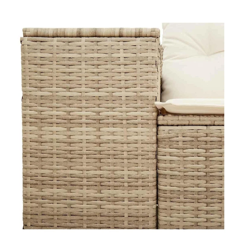 Garden Sofa Beige Poly Rattan 2-Seater Adjustable Legs