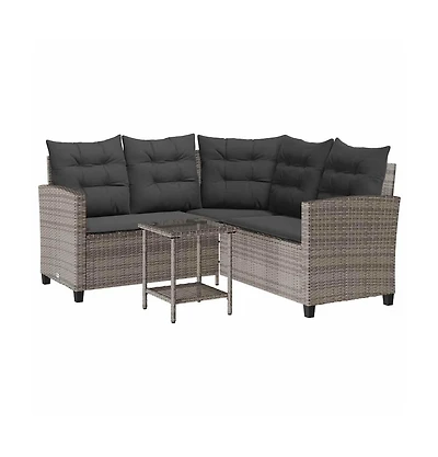 Garden Sofa Gray, Dark Gray Pe rattan Medium Adjustable Feet