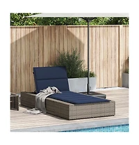 vidaXL Patio Sunbed Grey Pe Rattan Standard Adjustable Armrests