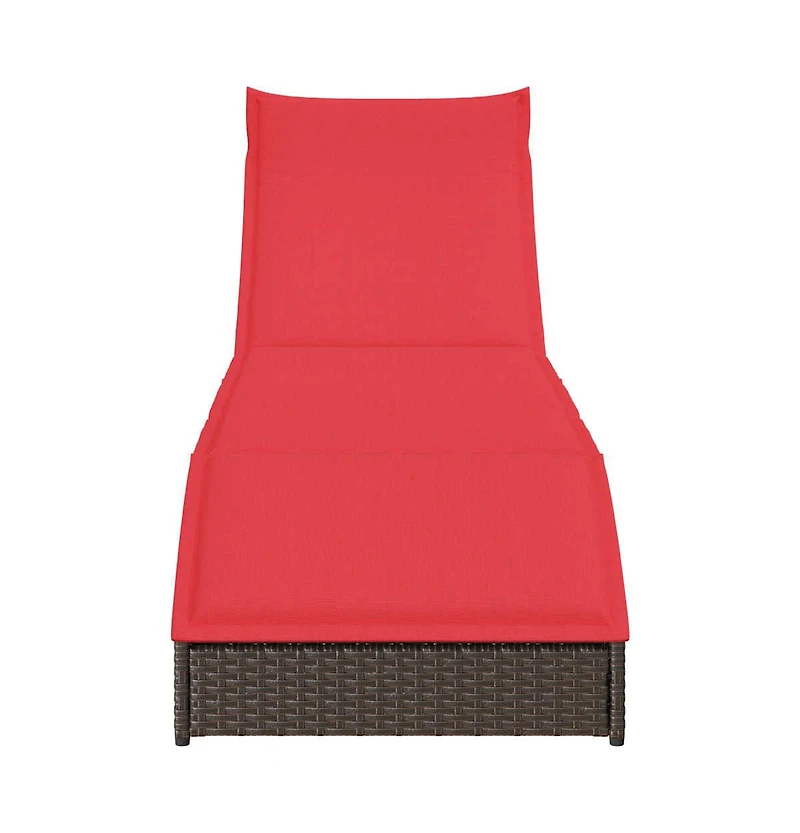 vidaXL Folding Sun Lounger with Cushion and Storage Brown Poly Rattan