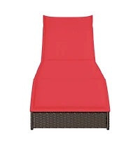 vidaXL Folding Sun Lounger with Cushion and Storage Brown Poly Rattan