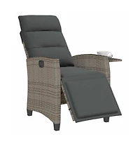 vidaXL Reclining Garden Chair Grey Pe rattan, powder-coated steel Medium