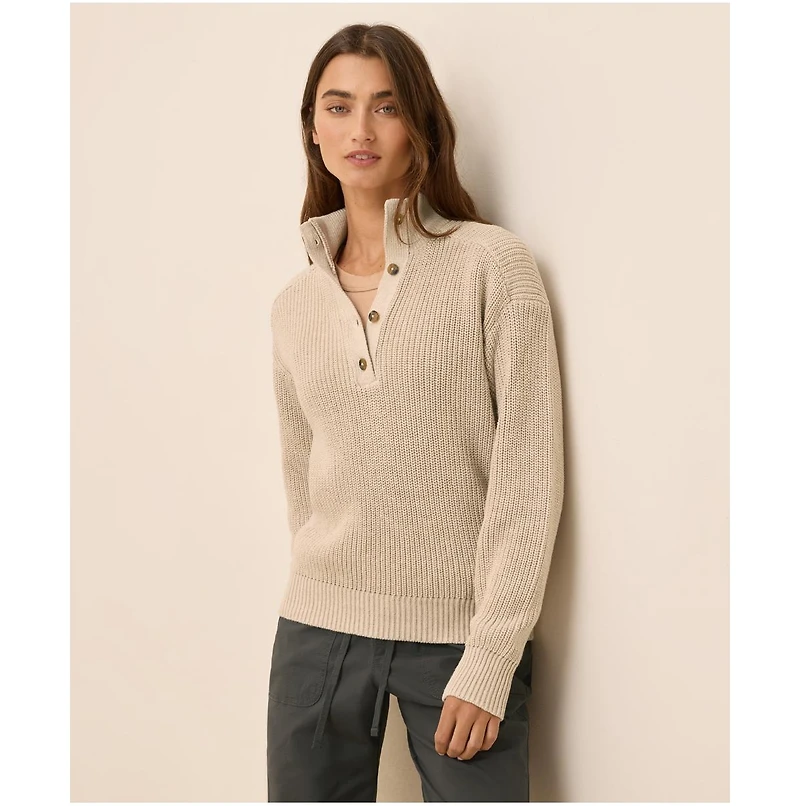 Pact Women's Luxe Knit Henley Sweater