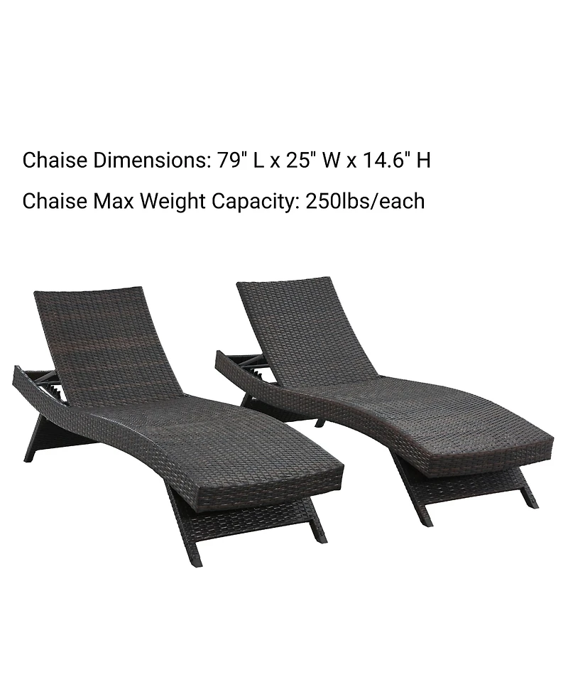 Chic Crate - Waterproof 2-Person Outdoor Chaise Lounge Set, Lightweight Black Patio Furniture - All-Weather Comfort