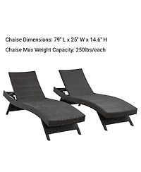 Chic Crate - Waterproof 2-Person Outdoor Chaise Lounge Set, Lightweight Black Patio Furniture - All-Weather Comfort
