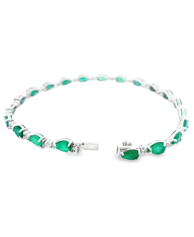 Macy's Pear Sapphire (10.50 ct. t.w.) and White Bracelet (0.04 Sterling Silver