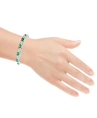 Macy's Oval Emerald (5.60 ct. t.w.) and Diamond Bracelet (0.005 ct. t.w.) in Sterling Silver