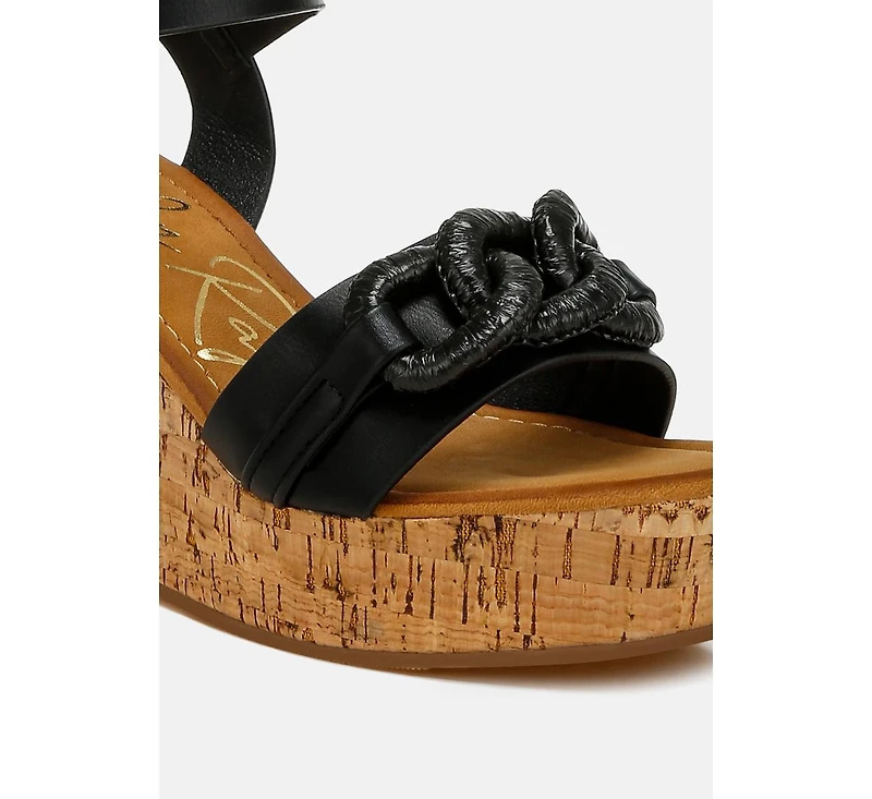London Rag Emelda Chain Link Detail Wedge Sandals Women
