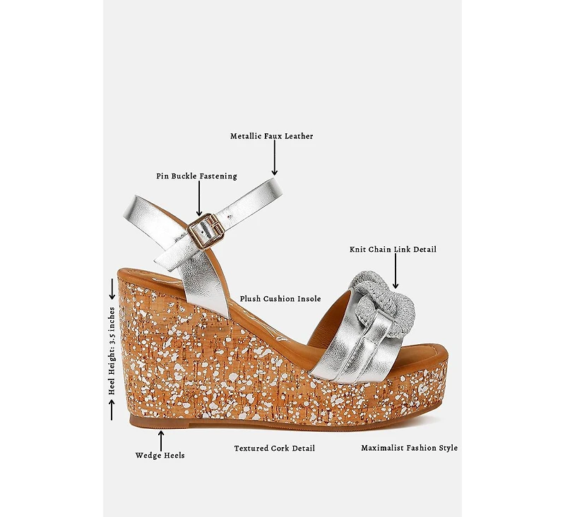 London Rag Emelda Chain Link Detail Wedge Sandals Women