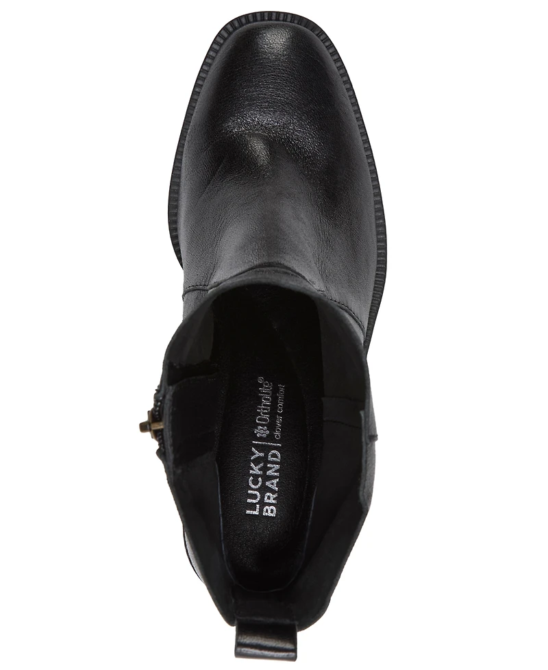 Lucky Brand Women's Alivia Almond Toe Stacked Heel Booties
