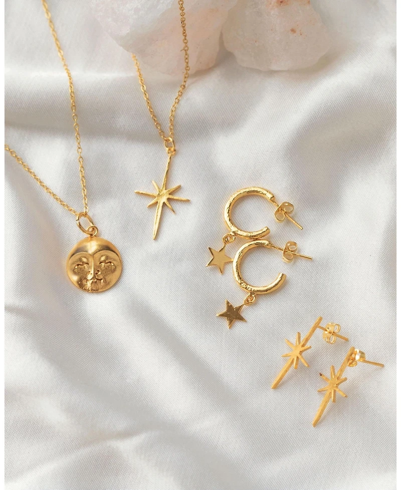 Ottoman Hands Star Charm Hoop Earrings