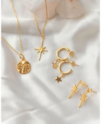 Ottoman Hands Star Charm Hoop Earrings