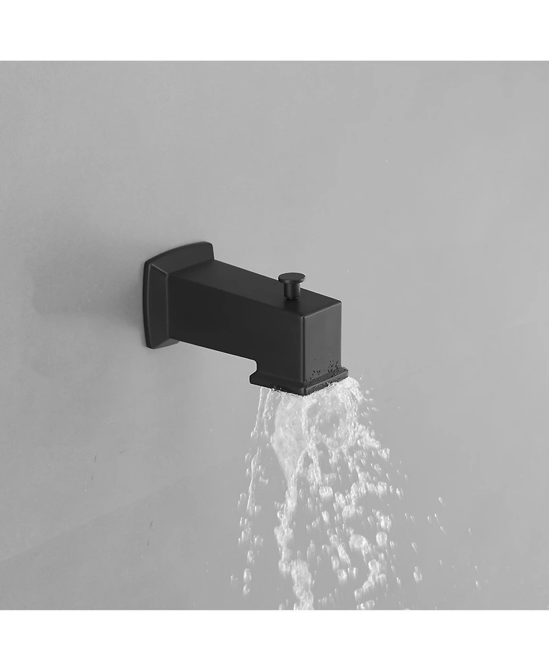 Single Handle 2-Spray Rainfall Square Shower Faucet Set 1.8 Gpm with Tub Spout Combo High pressure in Brushed Gold
