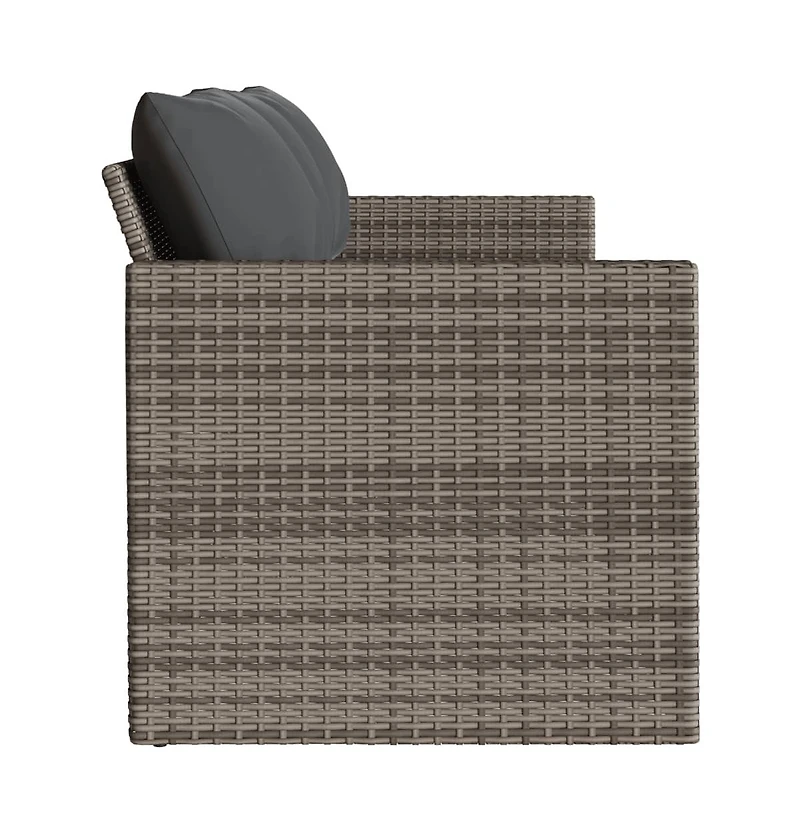 Garden Sofa Gray Pe Rattan 3-Seater Uv-resistant materials