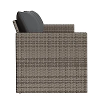 Garden Sofa Gray Pe Rattan 3-Seater Uv-resistant materials