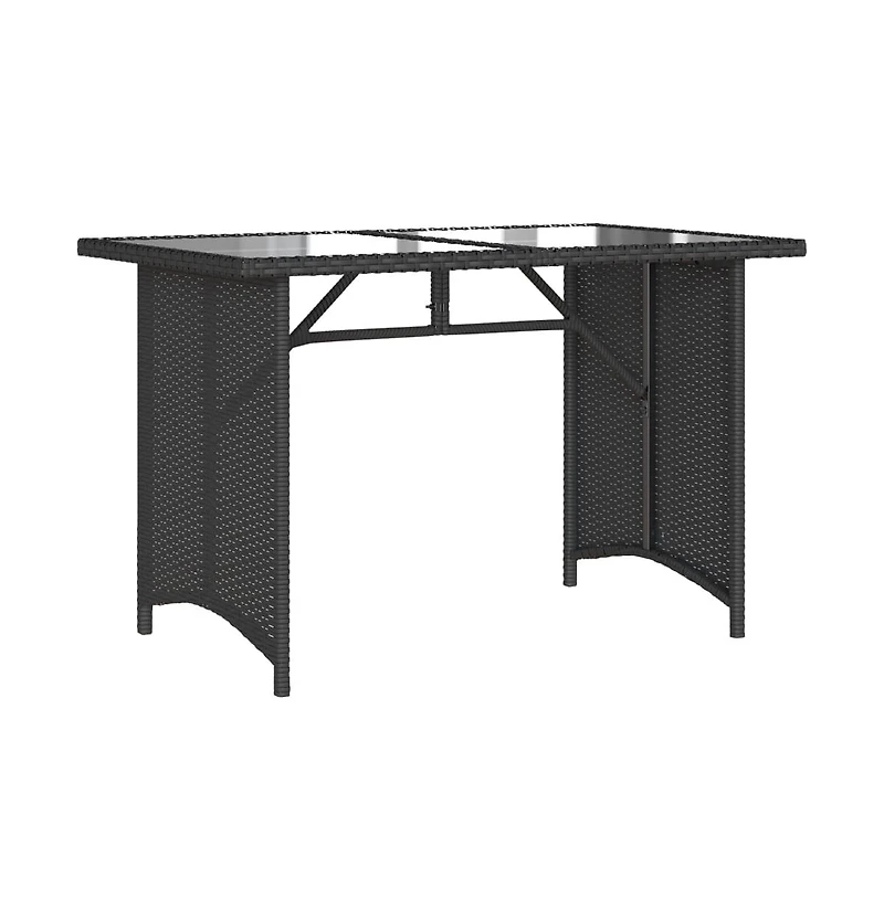 Patio Table with Glass Top Black 43.3"x26.8"x27.6" Poly Rattan